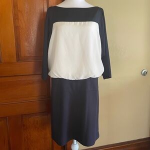 Ann Taylor Loft Multi-Textured Black and White Dress Size 12